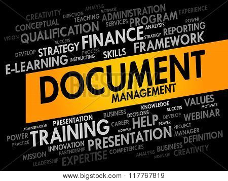 Document Management word cloud collage, business concept background