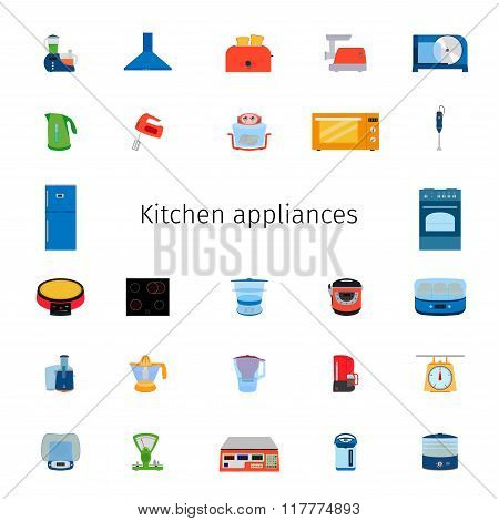 Vector illustration of icon set of kitchen equipment