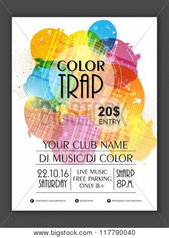 Creative colorful Flyer, Banner or Template design for Musical Party celebration.