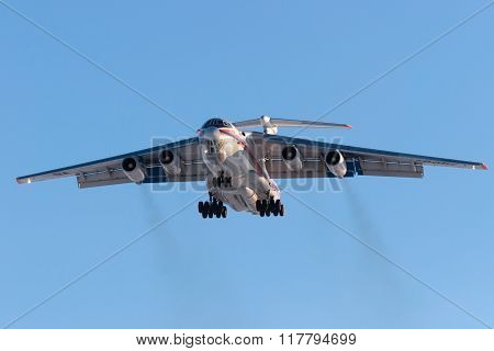 Cargo Aircraft Il-76 Russian Emercom Is Landing