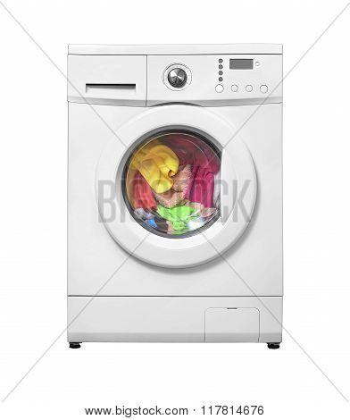 Washing machine with laundry.