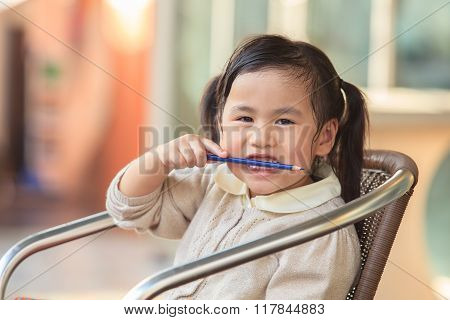 Head Shop Photography Of Asian ,thai Kid 4 Years Playing With Happiness Emotion At Home