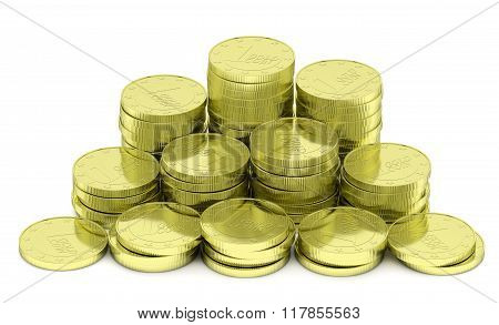 Gold Coins Stack Isolated On White