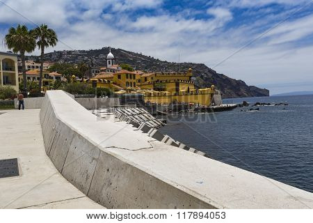 Promenade Of Funchal With The Castle Of Sao Tiago, Madeira (portugal)