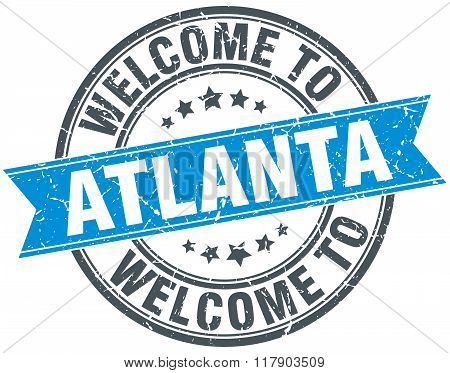 welcome to Atlanta blue round vintage stamp