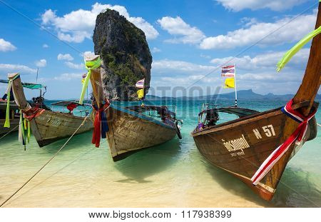Traditional Thai Long Tail Boats