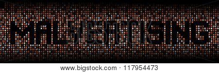 Malvertising text on hex code illustration