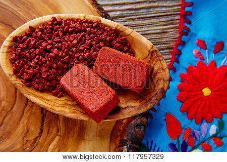 Achiote seasoning from annatto seed popular in Mexico for marinate