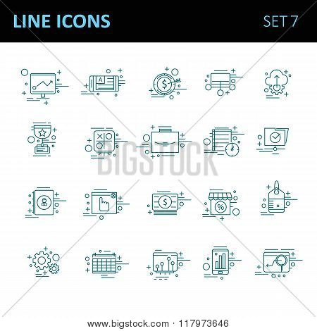 Modern thin line icons set for business