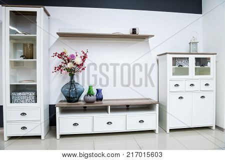 view of modern living room interior with furniture