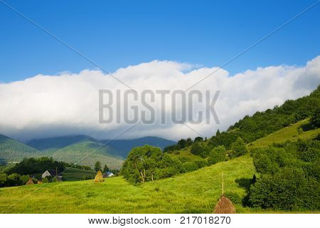 beautiful Carpathian landscapes little village in summer