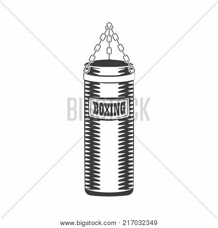 vector flat boxing punching bag black and white colored monochrome sport equipment logo icon. isolated illustration on a white background.