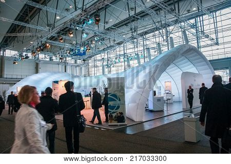 HANNOVER, GERMANY - MARCH 3, 2010: Booth House of CIOs at CeBIT information technology trade show in Hannover, Germany on March 3, 2010.