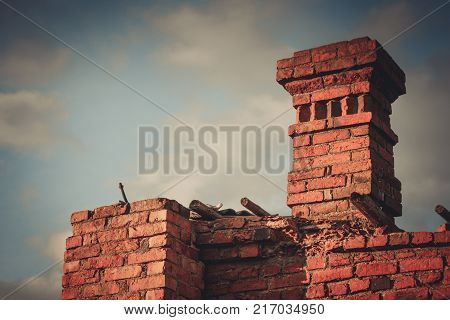 Ruins Of A Ruined Old Large Factory.