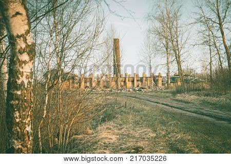 Ruins Of A Ruined Old Large Factory.