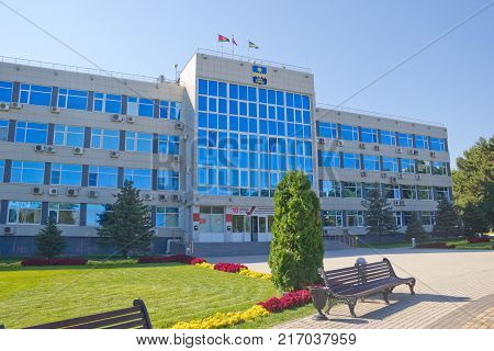 ANAPA, RUSSIA - AUGUST 05, 2017: Views of the city Anapa.The building of the city administration. Anapa is a resort town in Krasnodar Krai, Russia