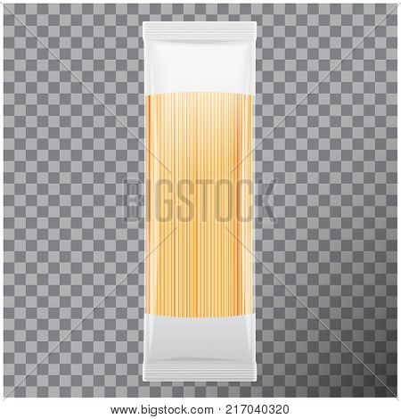 Spaghetti, capellini pasta package, isolated on transparent background. Vector mock up illustration for your design