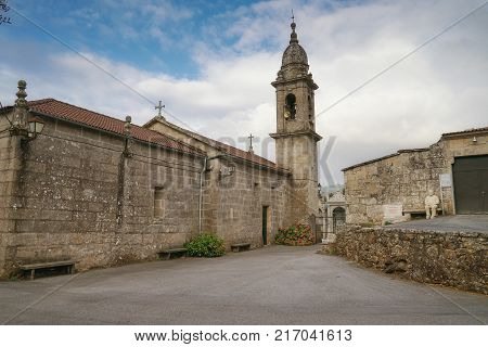 PONTEVEDRA, SPAIN - SEPTEMBER 9, 2017: Church Santa Maria del Alba on the Camino de Santiago trail close to Pontevedra on September 9, 2017 in Galicia, Spain
