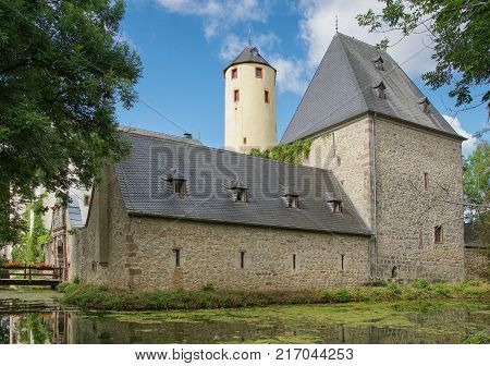 BITBURG, GERMANY - JUNE 26, 2017: Old Rittersdorf Castle close to Bitburg on June 26, 2017 in Germany, Europe
