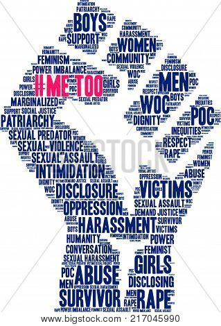 Me Too word cloud on a white background.