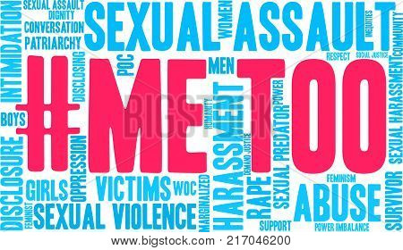 Me Too word cloud on a white background.