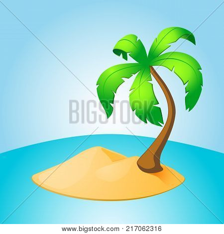Cartoon palm tree island. EPS10 vector illustration.