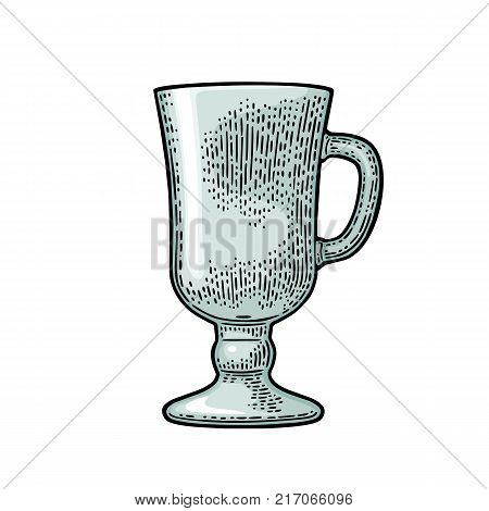 Empty glass beer or grog. Vector black vintage engraving isolated on white background. Hand drawn illustration.