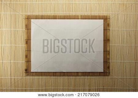 Sudare, or Bamboo screen with blank paper message area.