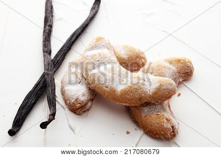 Vanille Kipferl cookies for christmas with sugar and vanille