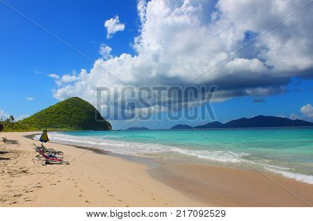 Beautiful beach at Smugglers on Tortola of the British Virgin Islands