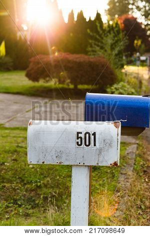 Mailboxes In Suburban Neighborhood
