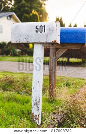 Mailboxes In Suburban Neighborhood