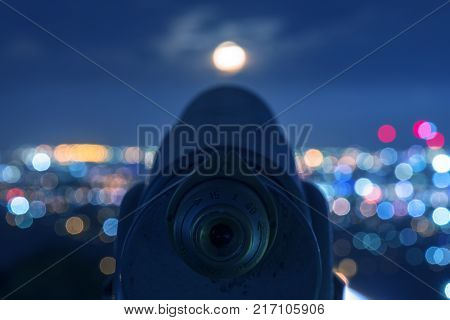 View Of Brisbane From Mount Coot-tha At Night.