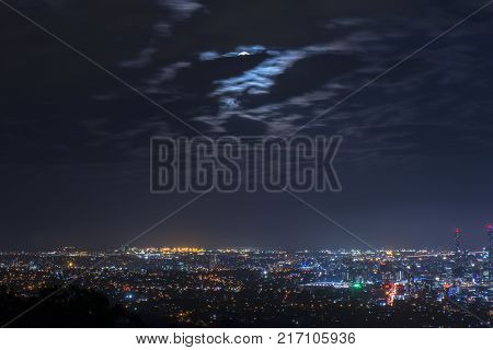 View Of Brisbane From Mount Coot-tha At Night.