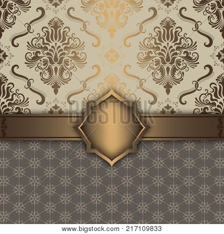 Vintage background with decorative frameborder and elegant patterns.