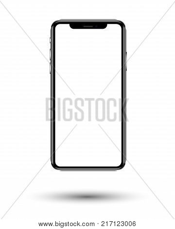 smartphone in black color with blank touch screen isolated on white background. stock vector illustration eps10.