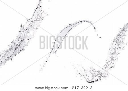 view of clean water splashes isolated on white