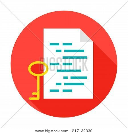 Program Key Circle Icon. Vector Illustration Flat Style with Long Shadow.