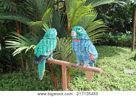 LEGO LAND MALAYSIA JANUARY 2017: Lego bricks made parrot at Lego Land Malaysia