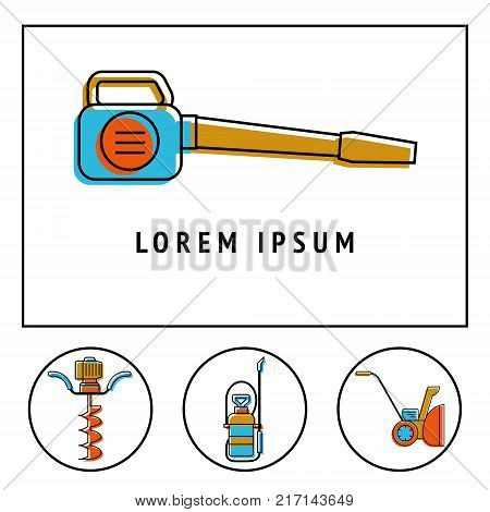Icons of gardening power tools. Technique for garden and lawn care