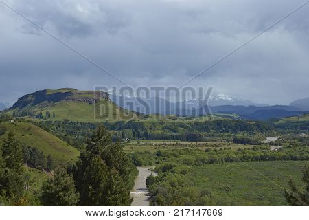 Landscape along the River Simpson near Coyhaique in the Aysén Region of Chilean Patagonia.