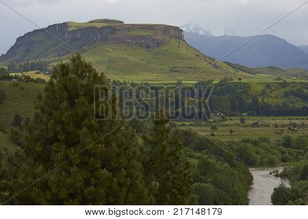 Landscape along the River Simpson near Coyhaique in the Aysén Region of Chilean Patagonia.
