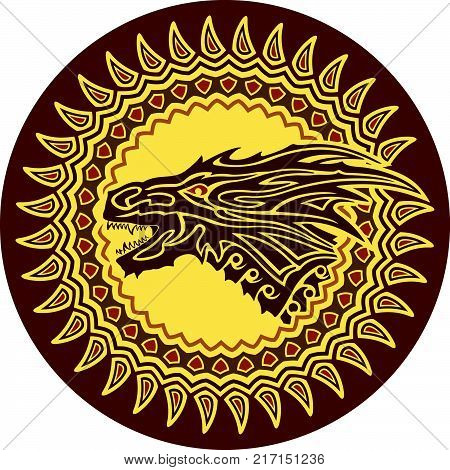 Circle pattern with head of the terrible dragon