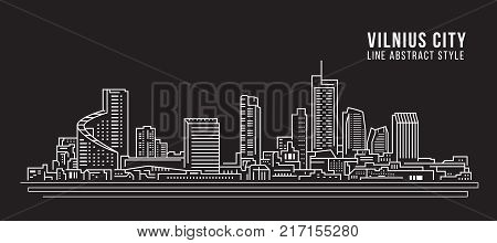 Cityscape Building Line art Vector Illustration design - Vilnius city