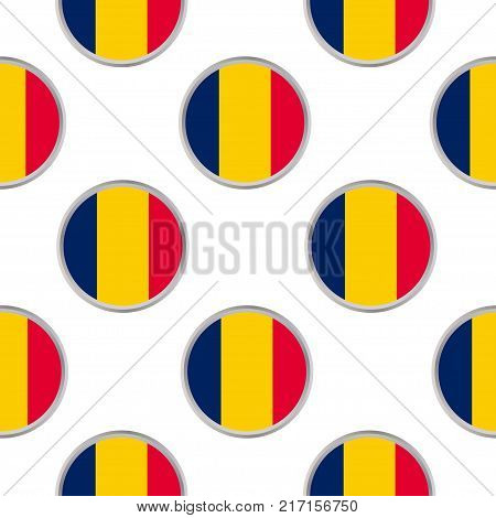 Seamless pattern from the circles with flag Republic of Chad. Vector illustration