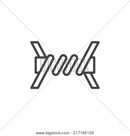 Barbed wire fence line icon, outline vector sign, linear style pictogram isolated on white. Symbol, logo illustration. Editable stroke