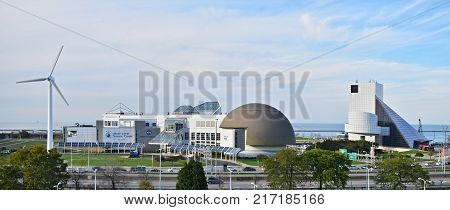 CLEVELAND OHIO - OCTOBER 16 2017 - The Great Lakes Science Center is a museum and educational facility in downtown Cleveland Ohio United States