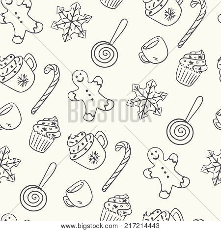 Seamless Pattern For Merry Christmas And New Year. Greeting Card.