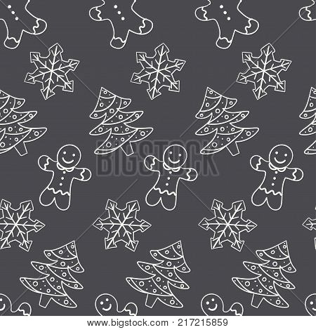 Seamless Pattern For Merry Christmas And New Year. Greeting Card.