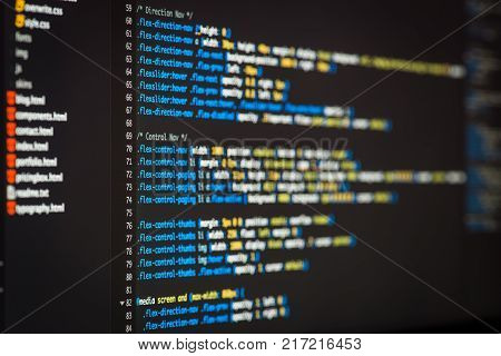 Real Python Code Developing Screen. Programing Workflow Abstract Algorithm Concept. Lines Of Python